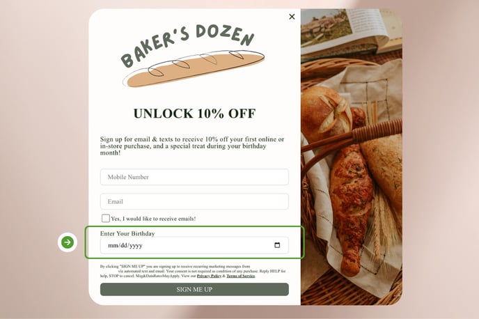 Shopify Pop-Up Birthday Capture